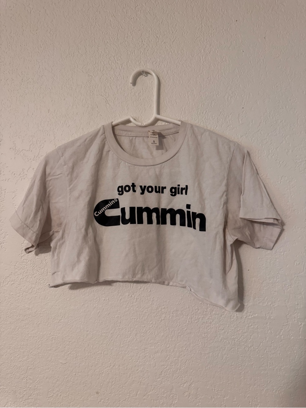 Tultex White Crop Tee with Black 'Cummin' Graphic